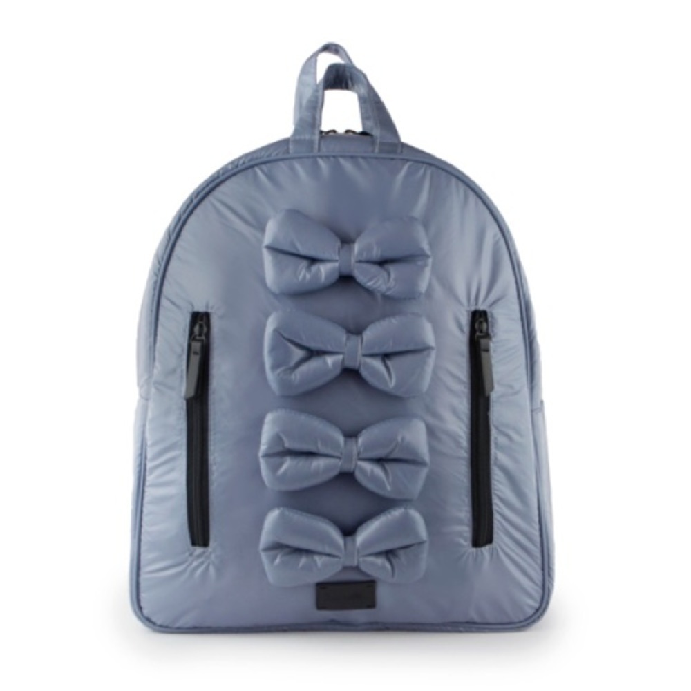 7AM Enfant Voyage Midi Bows Haze Gray/ Purple  Nylon Puffy Backpack